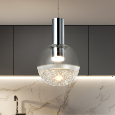 Sienna 1-Light LED Glass Globe Pendant Light with Adjustable Height
