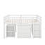 Lit mezzanine double avec armoire, tablettes et bureau