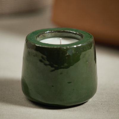 Grapefruit Juniper Scented Jar Candle with Stoneware Holder