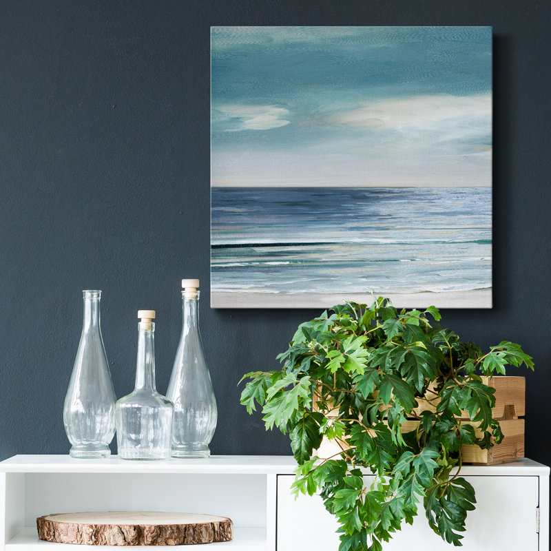 «Blue Silver Shore I», reproduction d'art sur toile tendue, H 16 po x l 16 po x P 1 po