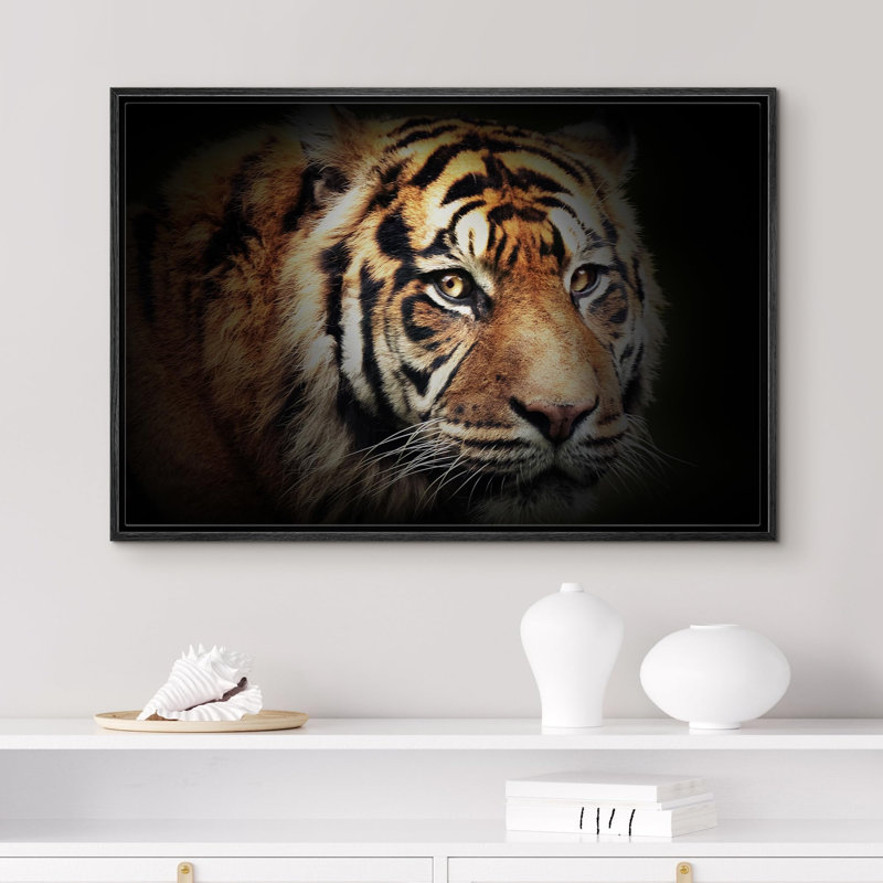 Animals " Bengal Tiger ", 16" H x 24" W x 1.5" D, Black Frame