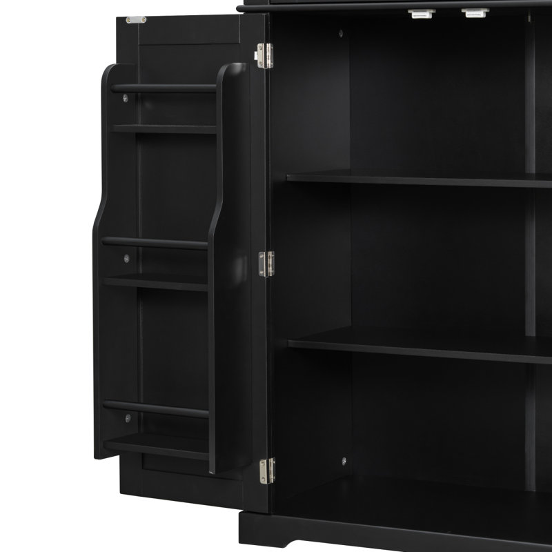[Vidéo] Armoire de rangement pour salle de bain avec espace de rangement multifonctionnel, tiroir avec glissières, tablette réglable, noir
