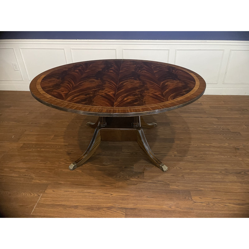 60" Round Banded Mahogany Dining Table