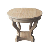 Wanetta 27.16'' tall 2 - Drawer End Table,Curved Legs Farmhouse Style Small Size Round Dining Table End Table Side Table Coffee Table for Dinette, Kitchen, Dining Room or Living Room, Natural Wood Grain Distressed 