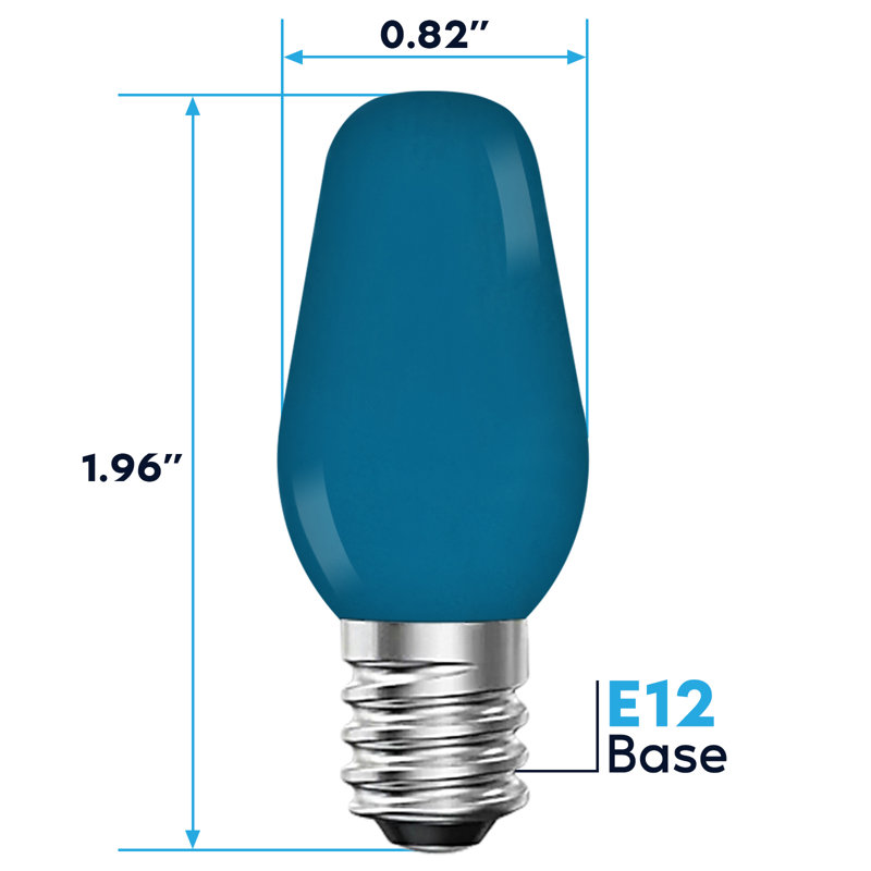 0.5 Watt, C7 LED, Non-Dimmable Light Bulb, Base, Blue