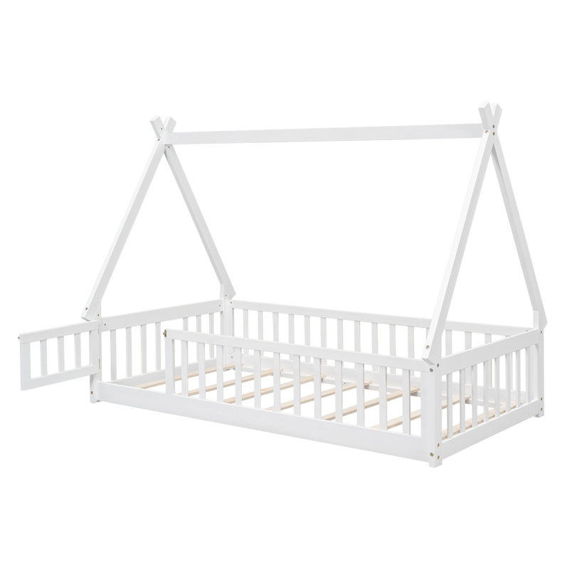 Arik Kids Full Tent-shaped Floor Bed Standard Platform Bed by Harper Orchard, Twin, White