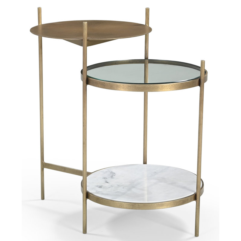 Table de bout ronde en fer 24 po avec tablette