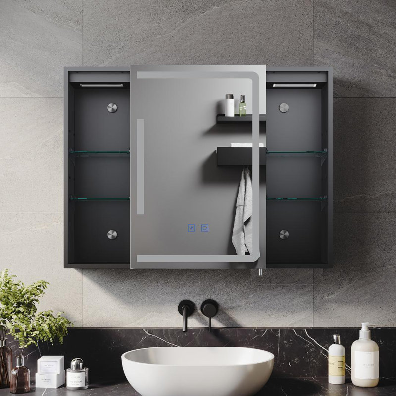 Daronda 800mm W 600mm H Frameless Medicine Cabinet Mirror 5 Adjustable
