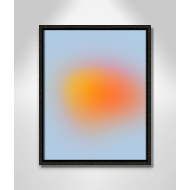Imprimé néon orange brillant, Pas de tapis, Cadre flottant espresso, H 15,5 po x l 12,5 po x P 2 po