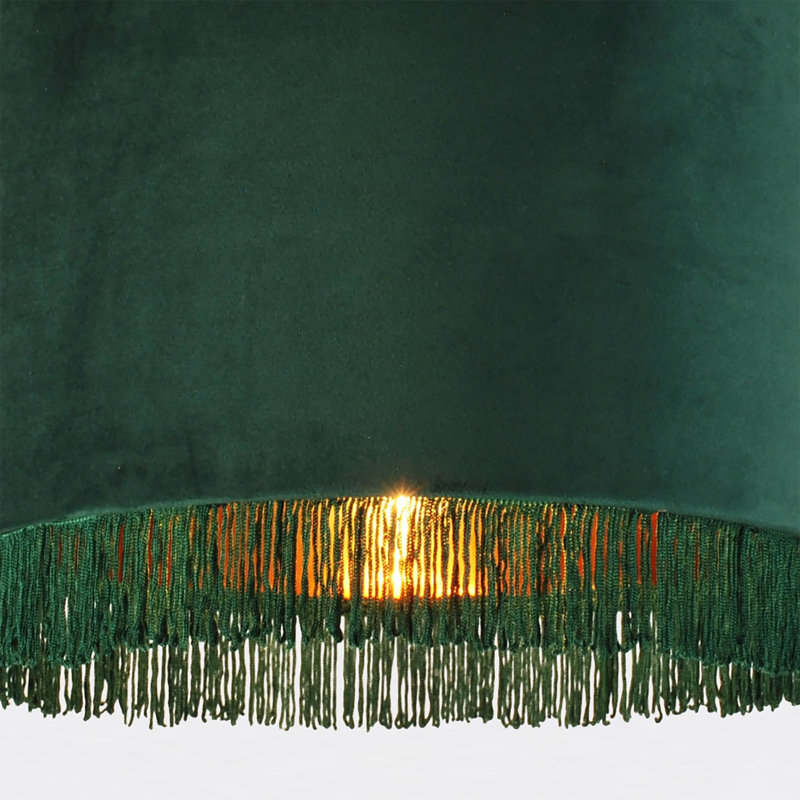 23cm H Velvet Drum Pendant Shade ( Uno ), Spruce Green