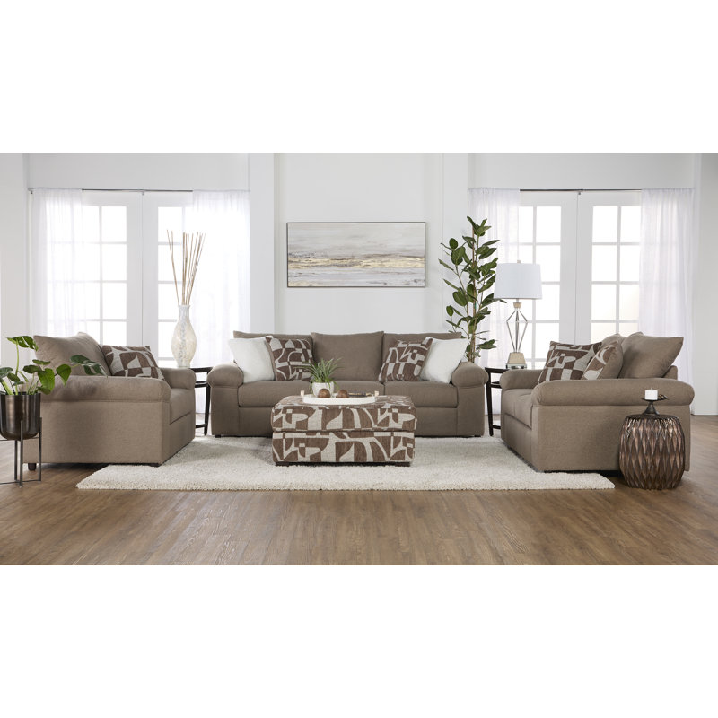 Fauteuil rembourré 56 po avec accoudoirs rembourrés et coussins décoratifs 56 ", Polyester mastic Cush