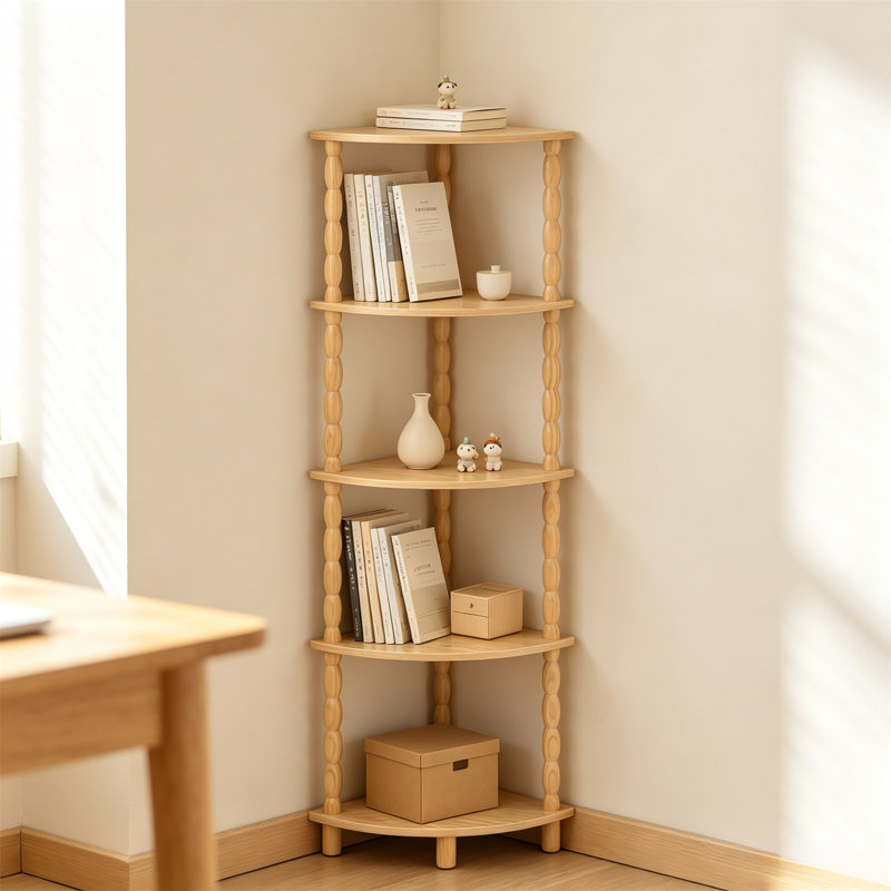 Bibliothèque d'angle, tablette d'angle à 5 niveaux, support à plantes moderne avec rangement pour chambre, salle de bain, cuisine, salon