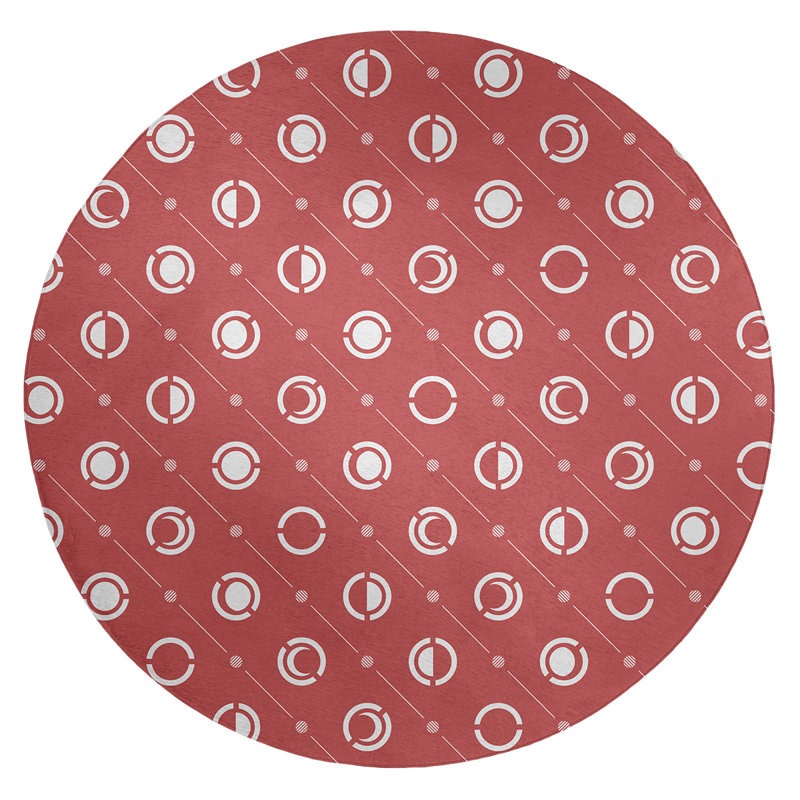 Chenille Geometric Indoor Rug, Round 5'