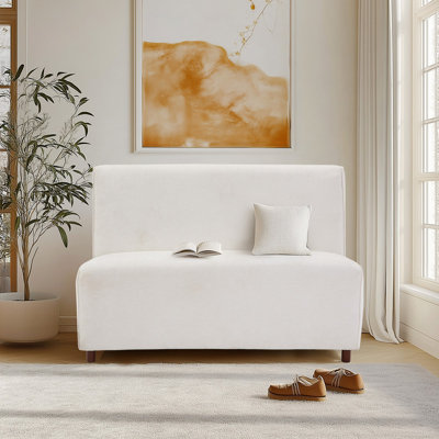 Causeuse large 49,2 po beige, 49 places, avec capacité de 440 lb, pour le salon et les petits espaces