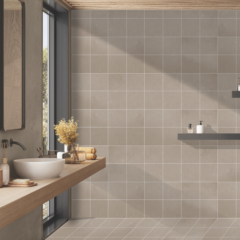 Literary License 6'' W x 6'' L Porcelain Concrete Look Singular Tile, Clay