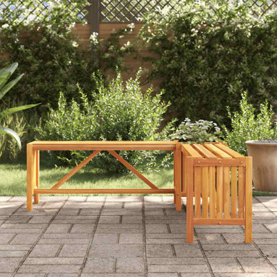 Otterson vidaXL Patio Bench with Planter, Weather Resistant Solid Acacia Wood by Highland Dunes