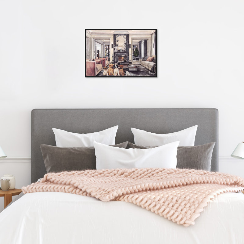 Paris Decor Puppies - peinture sur toile, H 16 po x l 24 po, Cadre flottant noir