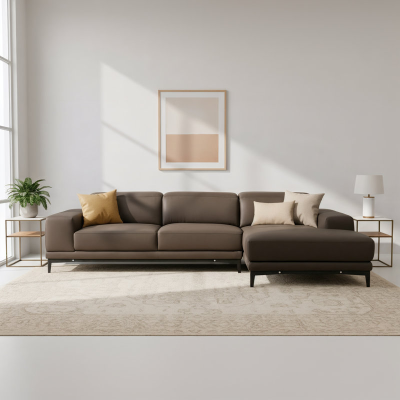 Canapé modulaire en cuir Ferrera, Orienté à droite
