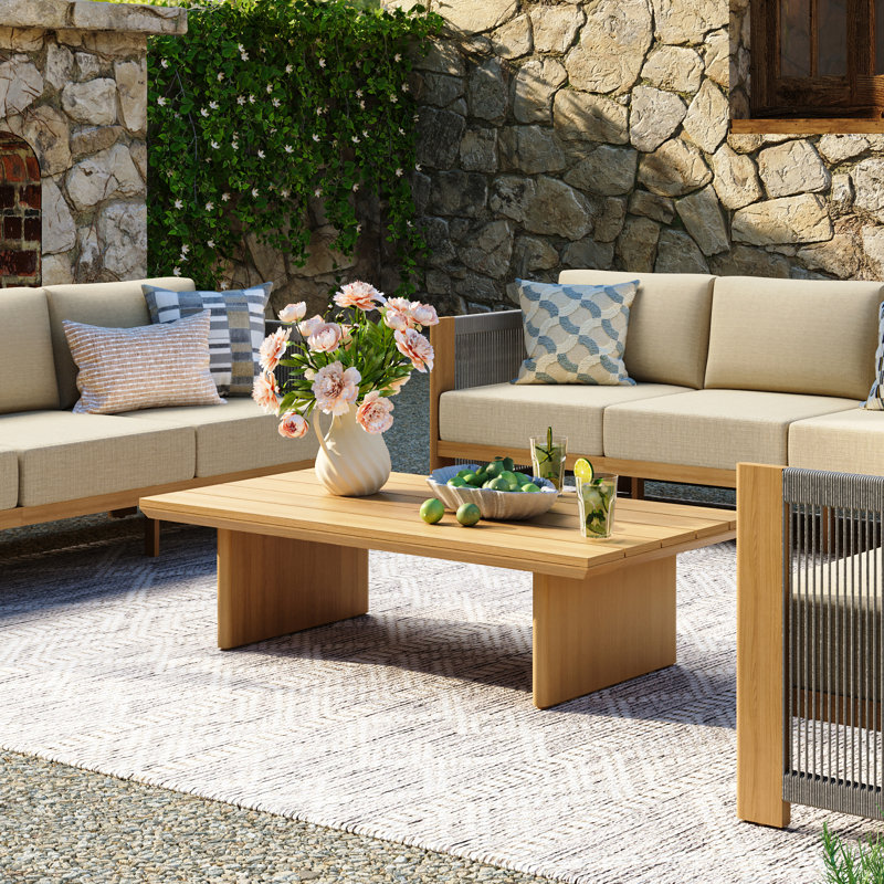 Table basse rectangulaire en aluminium pour patio, 132 cm L x 70 cm P