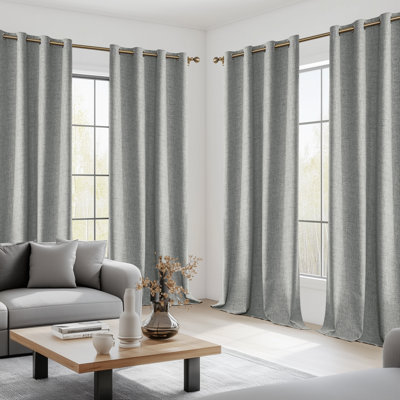（4pcs）100% Polyester Burlap Blackout Curtains For Bedroom Metal Grommets Curtains 4 Panels Set