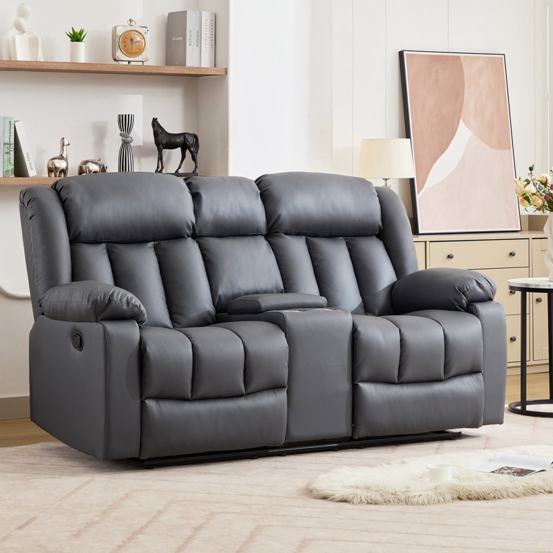 Sheridan 2 Seat Recliner Sofa with Central Console, Grey