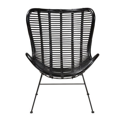 Fauteuil d'appoint moderne bohémien en rotin noir et métal