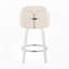 Tabouret de bar pivotant à hauteur fixe en bois blanc et similicuir crème avec repose-pieds ronds chromés, lot de 2