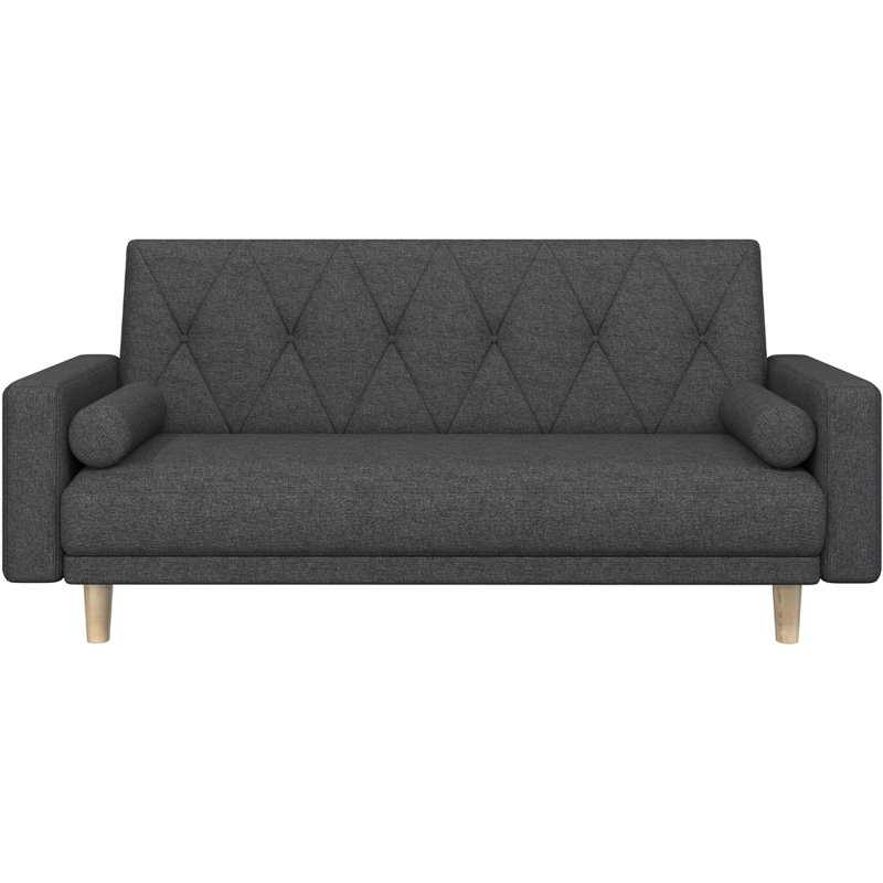 Tufted 3 Seater Sofa Bed, Polyester - Black