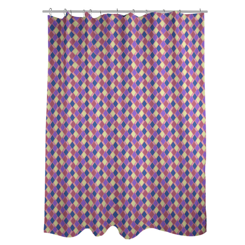 Rideau simple à motif de losanges Retro, Rose / Mauve