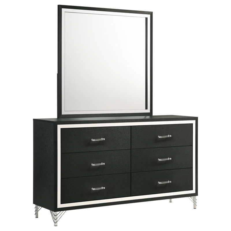 Clanton 6-drawer Dresser And Mirror Black, Black