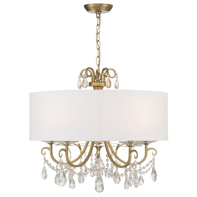 Lustre cylindrique spectaculaire à 5 lumières avec accents en fer forgé Elane