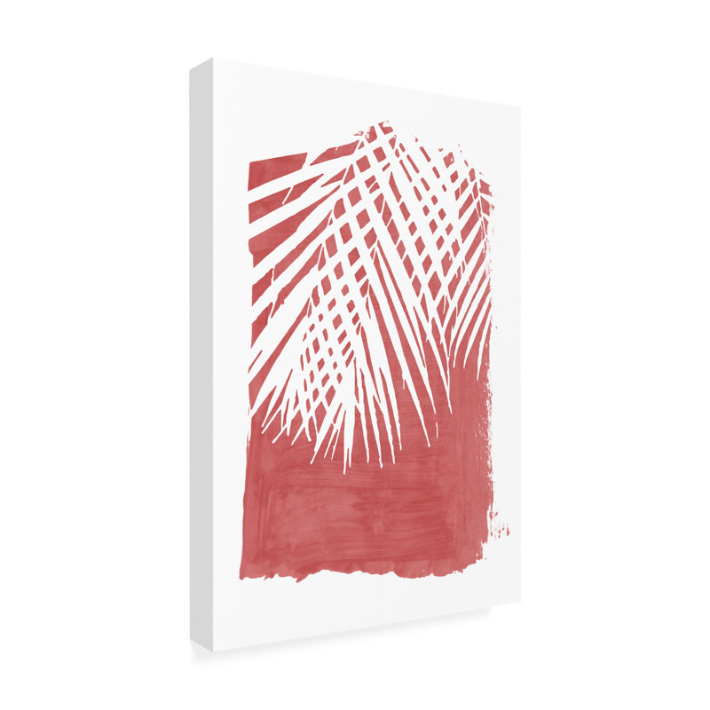 Art sur toile, feuilles de palmier rougeologi, H 12 po x l 19 po