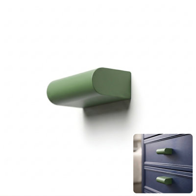 ROUS Hardware Aluminum Rectangle Cabinet & Drawer Knob, Mid-Century Modern, Olive (Green)