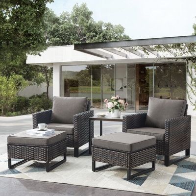 Nazime Outdoor Lounge Chair with Ottoman