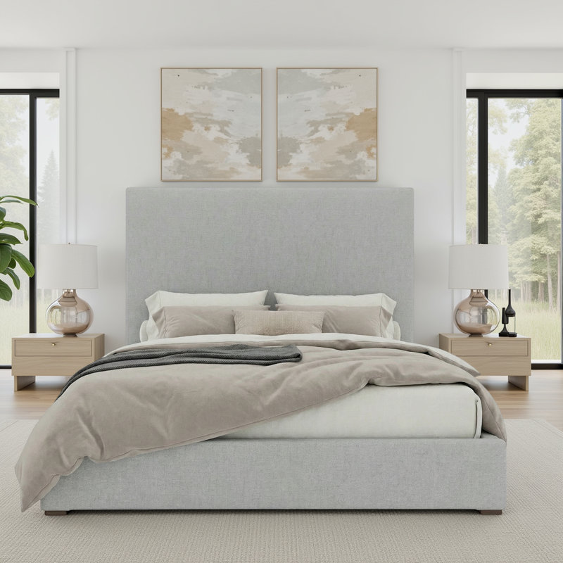Lit à panneau tapissier Dezyah, Revolution® gris, Très grand