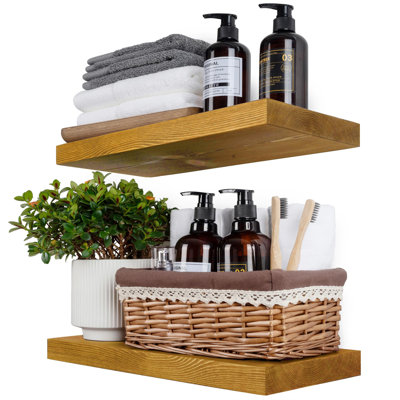 Solid Wood Floating Shelves，Rustic Wooden Wall Shelves
