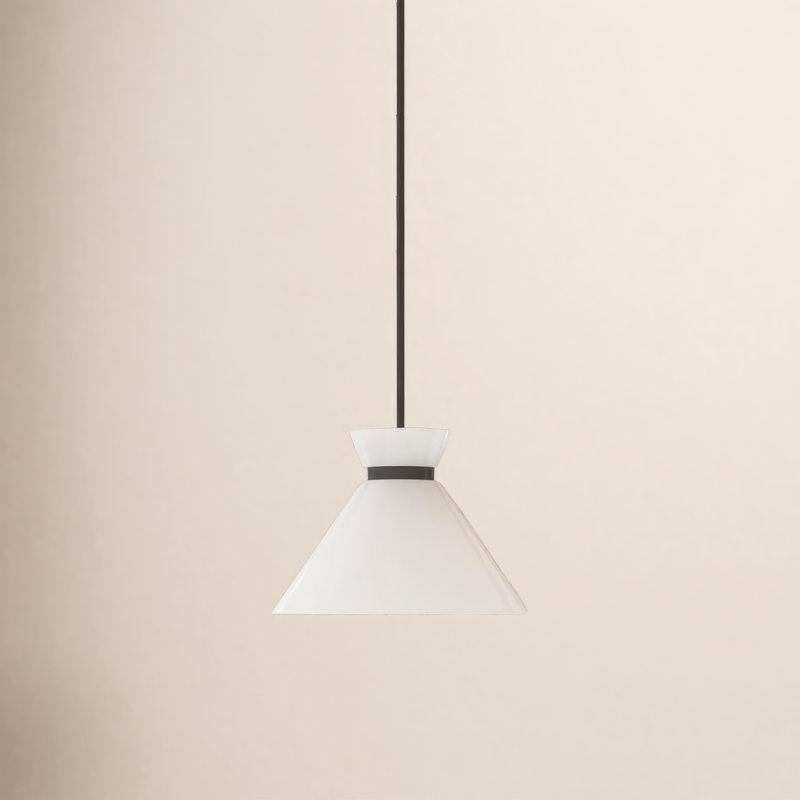 Luminaire suspendu conique à 1 lumière Rafaella, H 5,625 po x l 8 po x P 8 po, Noir mat