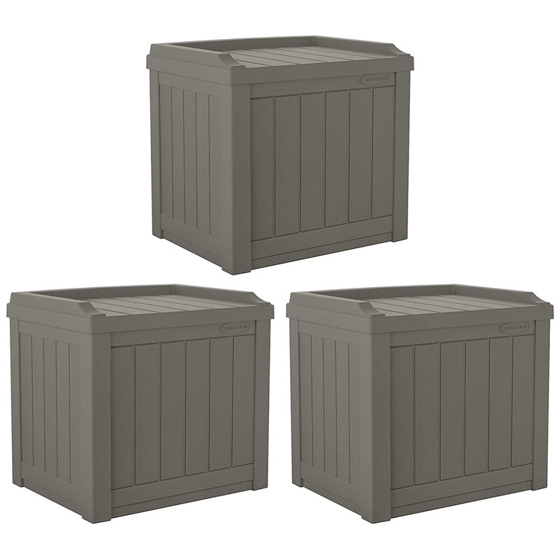 Suncast 17'' W 22 Gallons Water Resistant Plastic Deck Box, Gray