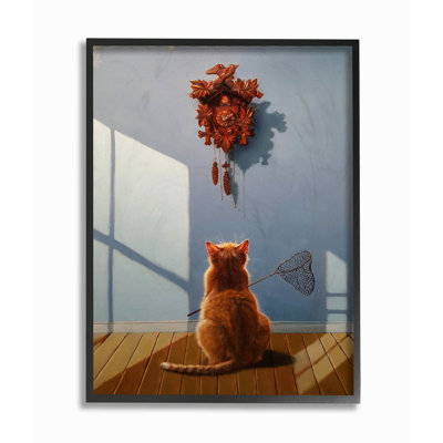 " Cat Waiting For The Cuckoo Clock Funny Dramatic "