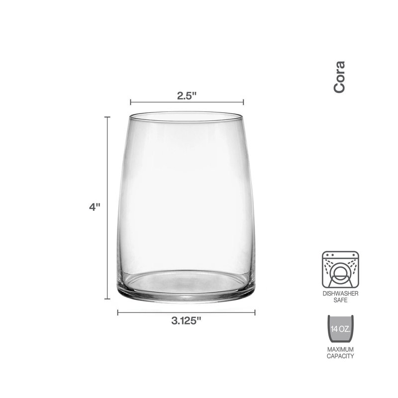 Clear Hand Blown Glass Stemless Wine Glasses Set of 4
