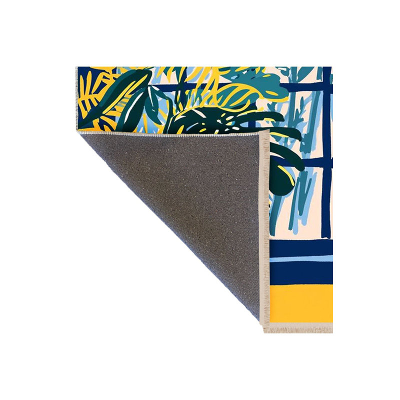 Tapis décoratif moderne à motif de fenêtre et de pot de fleurs jaune marine
