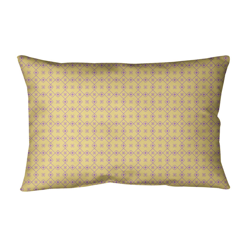 Coussin lombaire en coton Katelyn Elizabeth Doily, Pas de bourre, Jaune / mauve / mauve