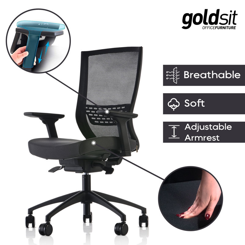 Melene Polyester Task Chair with Headrest, Anthracite