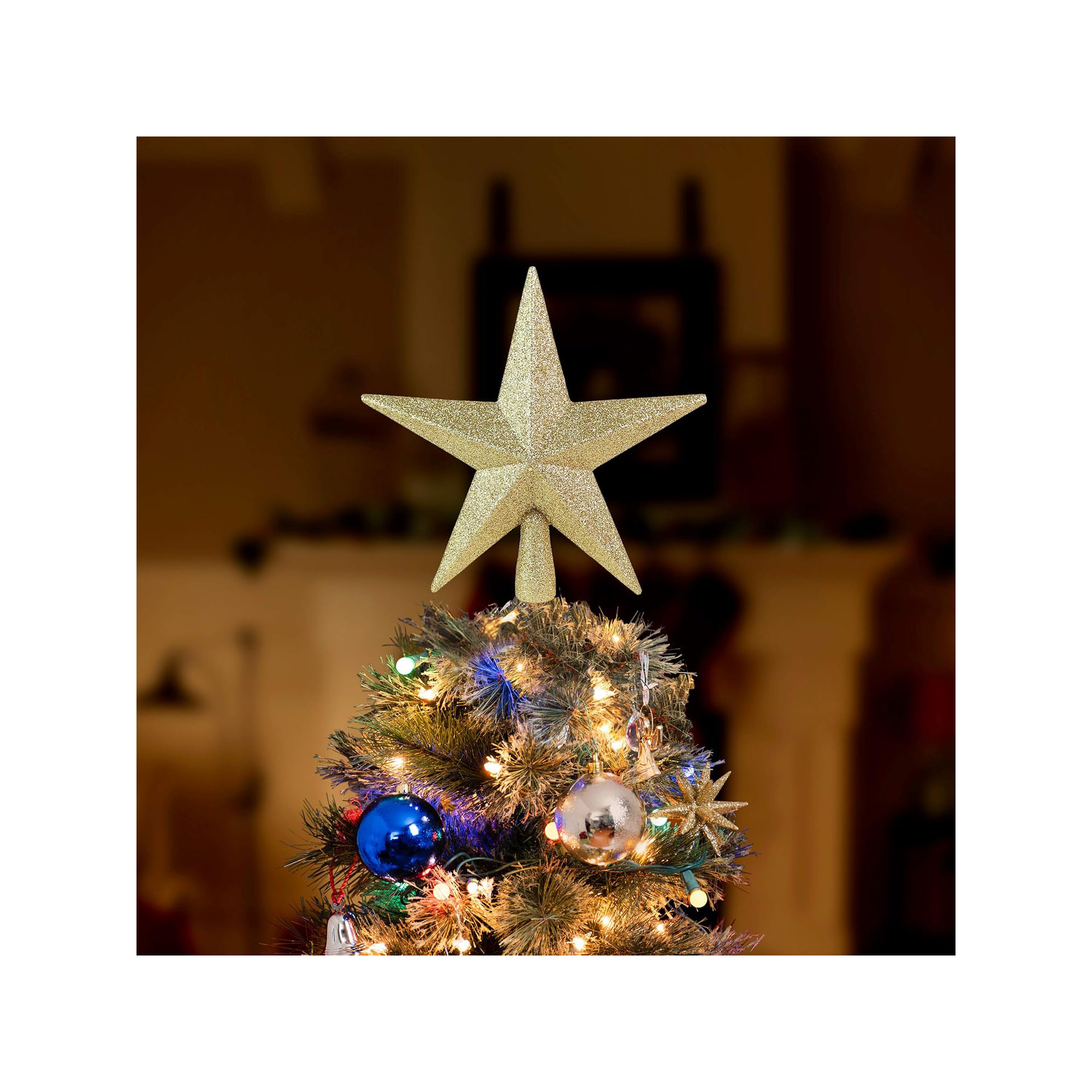 Glitter Star Tree Topper , Gold