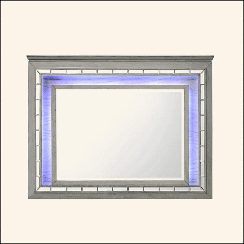 Light Gray Oak Finish Mirror W/Led