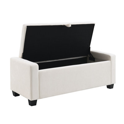 48-Inch Beige Upholstered Storage Bench, Entryway , Hinge, Button Tufting, Diamond Stitching, Supports 350 Lb, Modern For Bedroom, Living Room, Foam Filled, Pine Plywood 48" With Storage, And