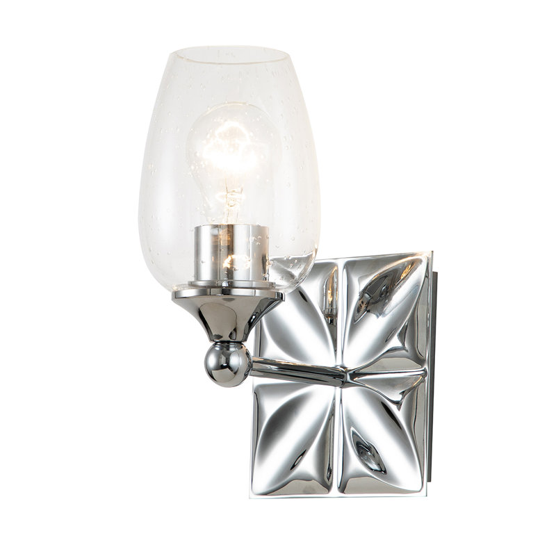 Meuble-lavabo moderne 1 lumière Stier, Chrome, Verre grainé transparent