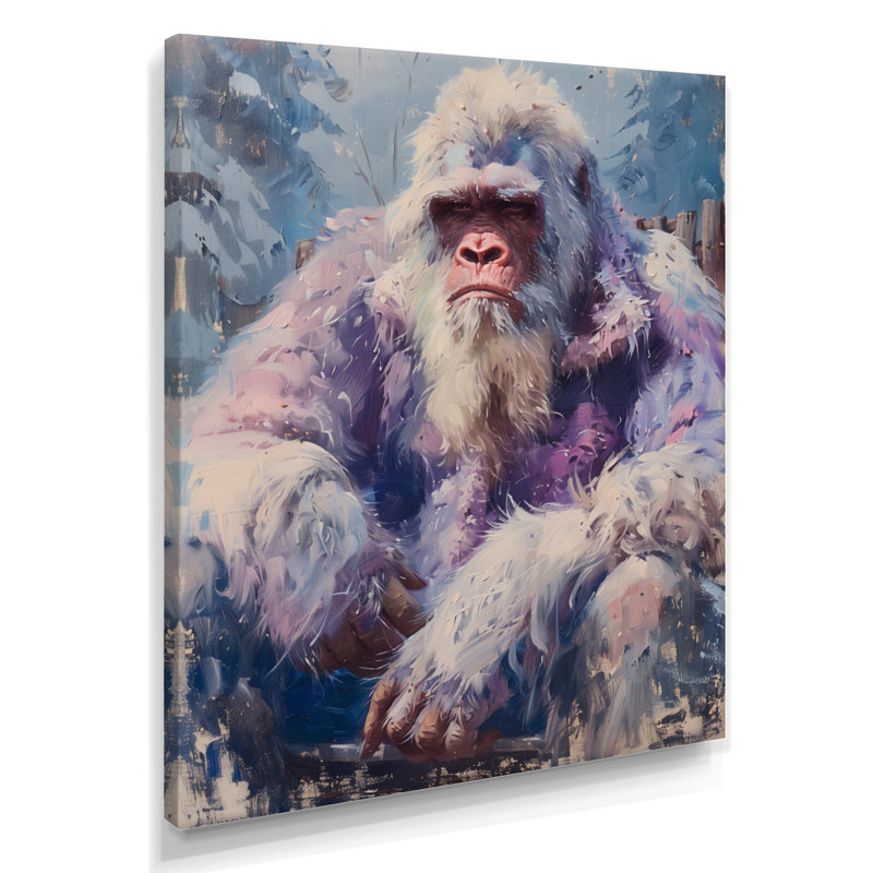 Rose, gris, été, Sasquatch Sanctuary II - Bigfoot, art mural, salon, Toile tendue, H 44 po x l 34 po x P 1,5 po