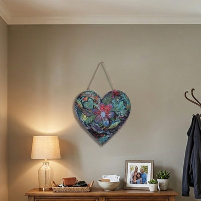 Metal Heart Wall Decor, Colorful 13" Hanging Heart Sculpture for Porch Bedroom Living Room Indoor Outdoor