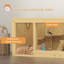 PawHut Wooden Hamster Cage, Extra Large Gerbil Cage, Multi-Layer Small Animal Cage for Dwarf Hamster, Activity Centre with Pull-out Tray, Seesaws, Water Bottle, Ladder, Openable Top